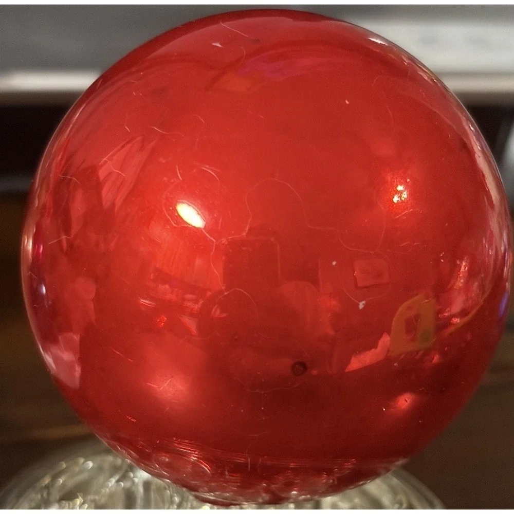 1930s 1940s Red Glass Christmas Ornament Made USA Shiny Brite Era Vtg 2.75